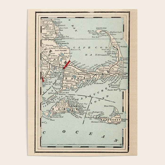 Vintage Cape Cod Map (1893) Poster by BravuraMedia Society6