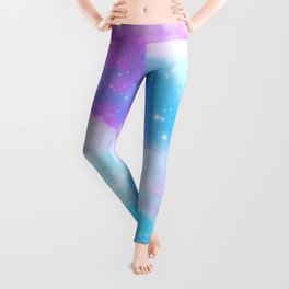 COLORFUL PASTEL COLOURED PATTERN ABSTRACT PASTEL CLOUDS Leggings