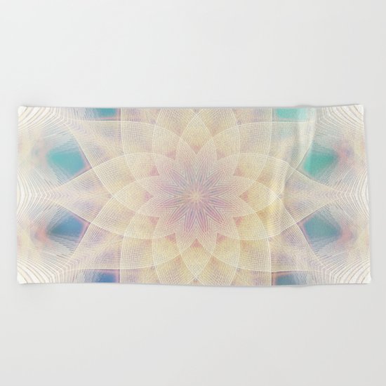 Water Lily Mandala Beach Towel
