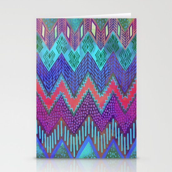 Tribal Chevron - Aqua Stationery Cards