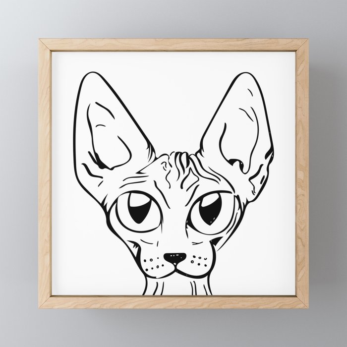 Sphynx Cat Cartoon - Sphynx Cat Drawing - Sphynx Illustration - Black
