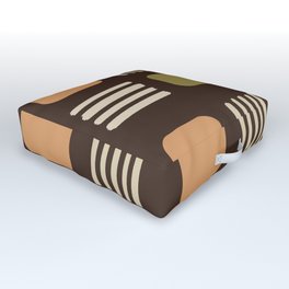 Mid-Century Modern Squares Lines Brown Outdoor Floor Cushion
