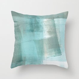 Turquoise Aqua Taupe Geometric Abstract Painting 2 Throw Pillow