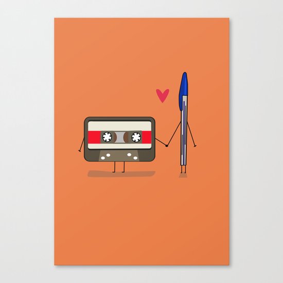 Love: cassette and pen Canvas Print