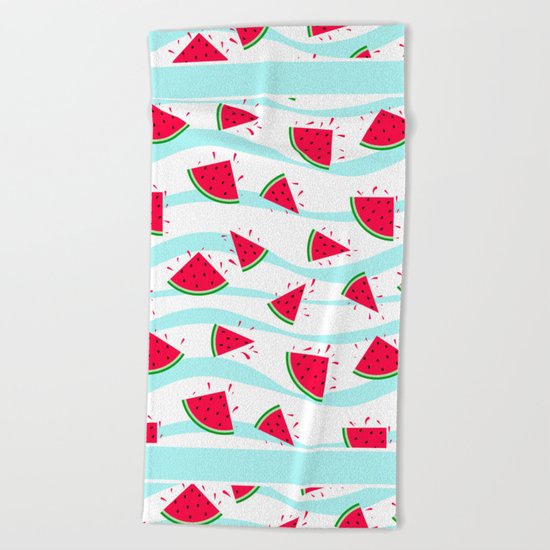 Watermelon pattern . Retro . Beach Towel