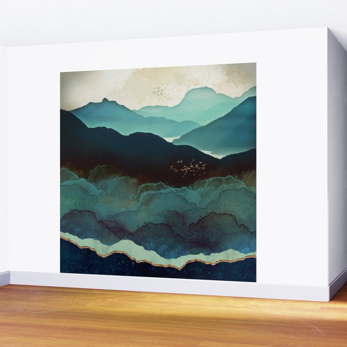 Indigo Mountains Wall Mural By Spacefrogdesigns Society6