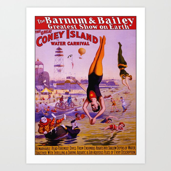 Vintage Coney Island Water Carnival Art Print