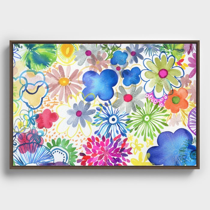 floral rainbow Framed Canvas