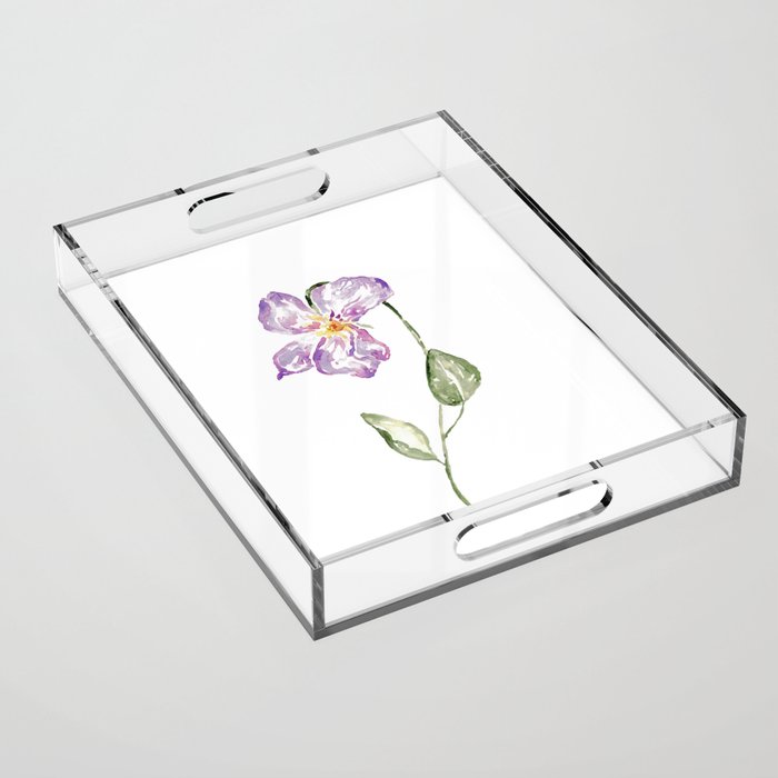 Viola flowers Watercolor Painting  Acrylic Tray