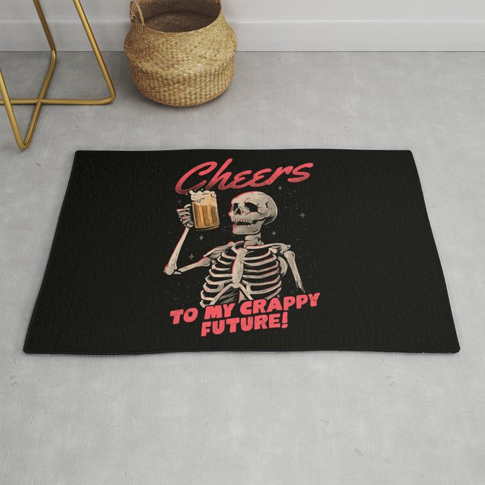 Cheers to My Crappy Future - Beer Skull Funny Evil Gift Rug