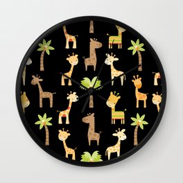 Giraffes - black Wall Clock | Boy, Giraffes, Kid, Kids, Children, Child, Animal, Jungle, Black, Baby 