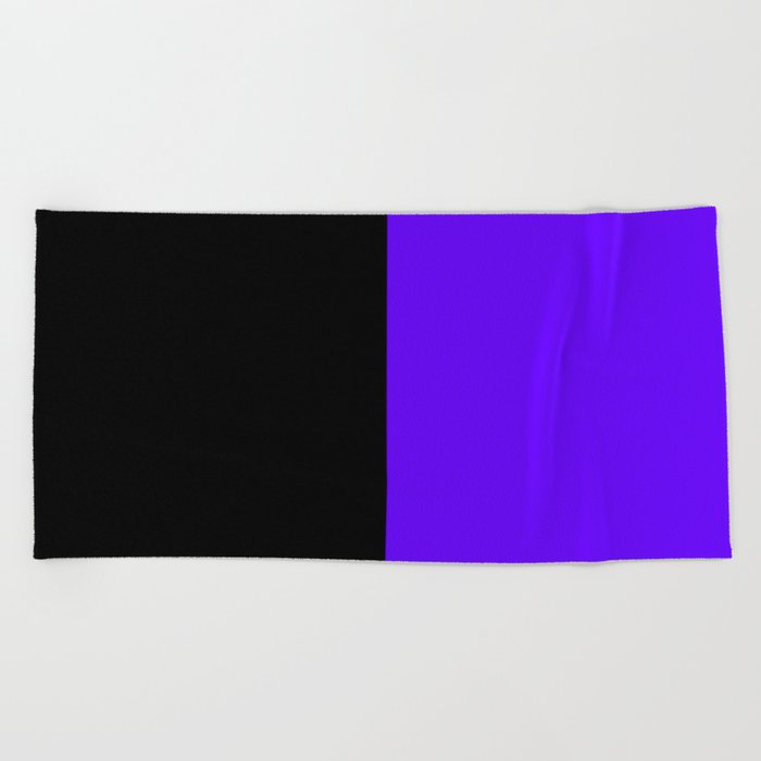 Black Bright Violet Color Block Beach Towel