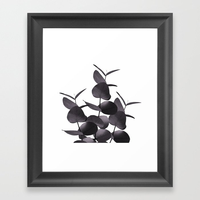 Eucalyptus Leaves Black White #1 #foliage #decor #art #society6 Framed Art Print