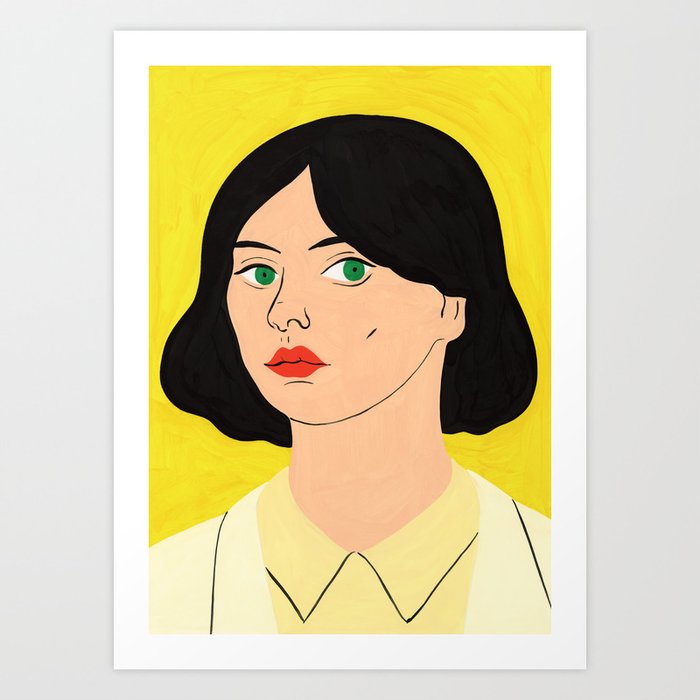Portrait on yellow background Art Print