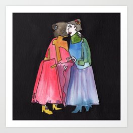 Timeless Lady Love Art Print | Lovers, Lesbianart, Watercolor, Femme, Femaleartist, Girlfriends, Womeninlove, Lesbians, Curated, Painting 
