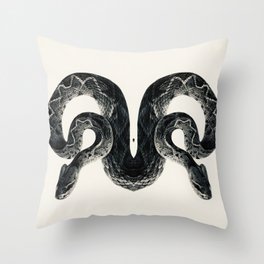 Snake 2 symmetry, collection, black and white, bw, set Throw Pillow