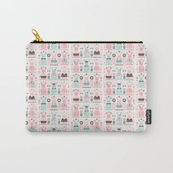 Pink Sugar Gingerbread Rabbits Carry-All Pouch