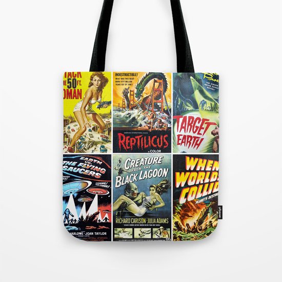 Vintage Sci-Fi Movie Poster Collage Tote Bag
