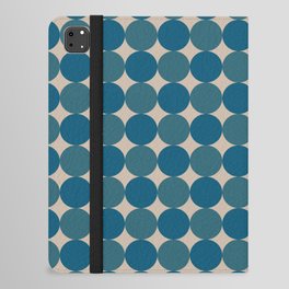 Retro Dots Geometric Pattern in Blue Shades iPad Folio Case