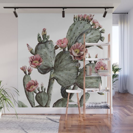 Prickly Pear Cactus Painting Wall Mural By Shealeenlouise Society6