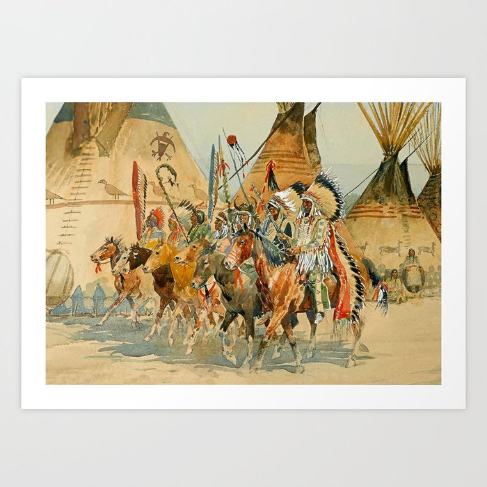 Indian Chiefs with Standards by Edward Borein Art Print