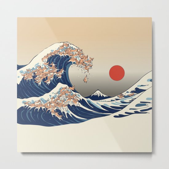 The Great Wave of Chihuahua Metal Print