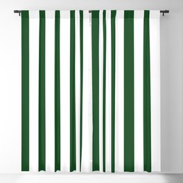 Large Forest Green and White Rustic Vertical Beach Stripes Blackout Curtain