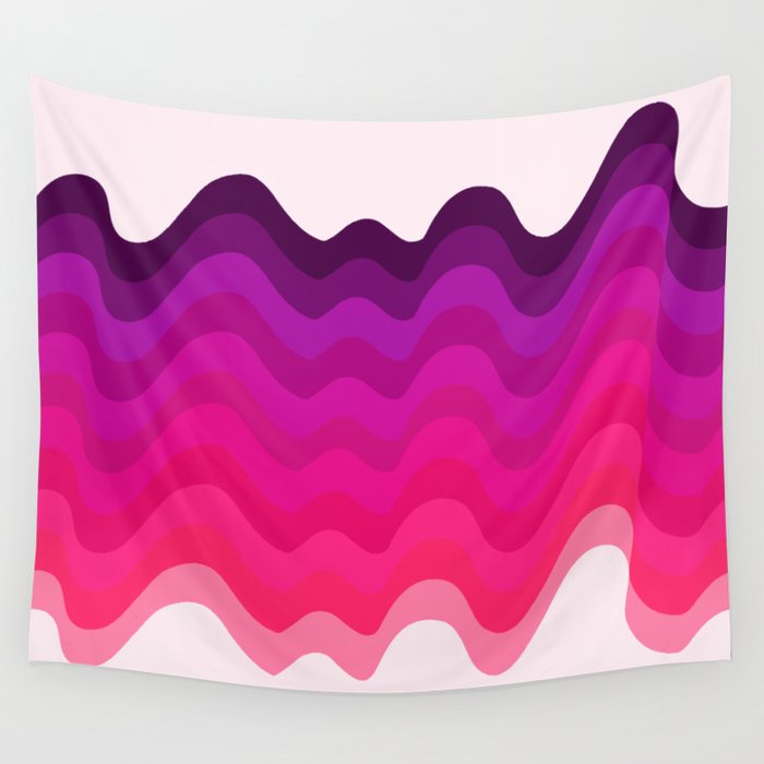 Retro Ripple in Pinks Wall Tapestry