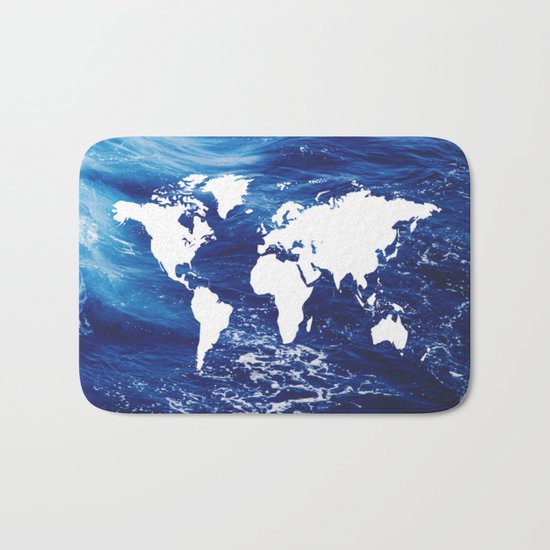 Map of Earth on Water Bath Mat