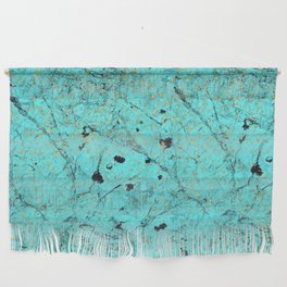 Turqoise Blue Marble Gold Glitter Wall Hanging