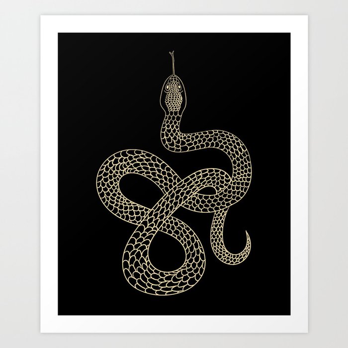 Vintage line snake Kunstdrucke | Drawing, Digital, Alchemie, Tier, Antique, Art, Artwork, Black, Cobra, Danger