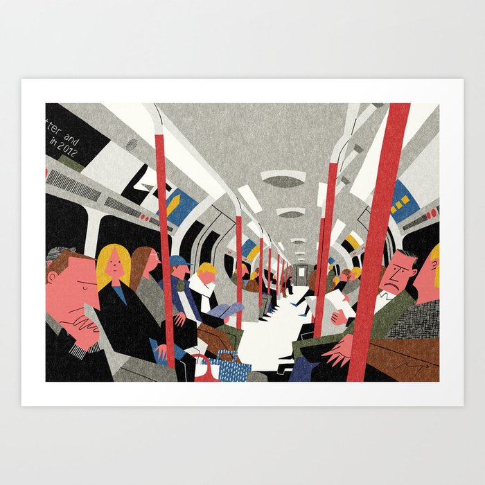 On the Tube, London (2013) Art Print