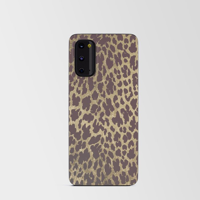 Modern burgundy gold leopard animal print Android Card Case