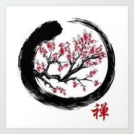 Japanese Calligraphy Zen Buddhist Enso Circle Shirt -  Mindfulness Art for Meditation Art Print