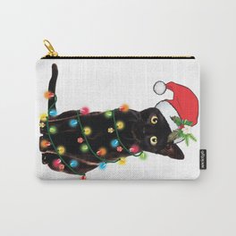 Santa Black Cat Tangled Up In Lights Christmas Santa Graphic Carry-All Pouch