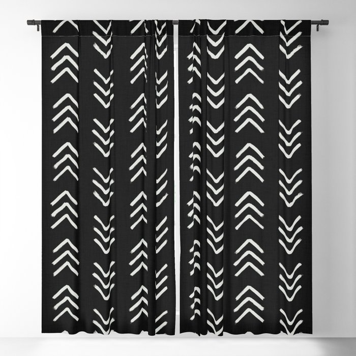 Charcoal & soft white brushed arrow heads, textured background Blackout Curtain