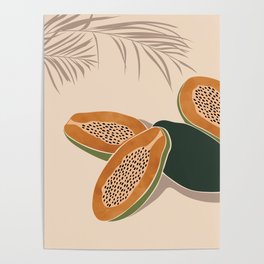 Cut Papaya Fruit Poster