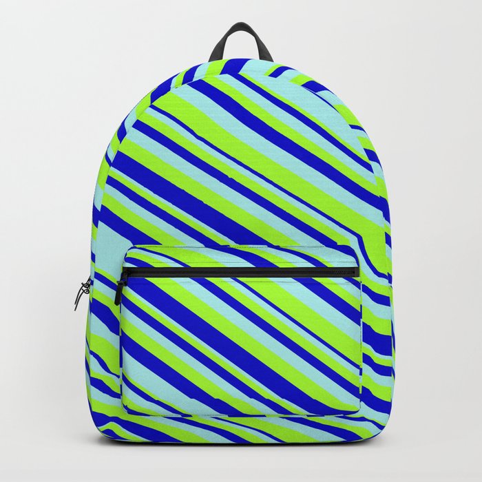 Turquoise, Light Green, and Blue Colored Stripes Pattern Backpack