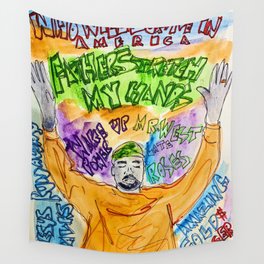 west,music,rapper,fatherstretch hands,rap,art,drawing,painting,room decor,wall art,frame,lyrics,graffiti,street,america,singer,poster Wall Tapestry