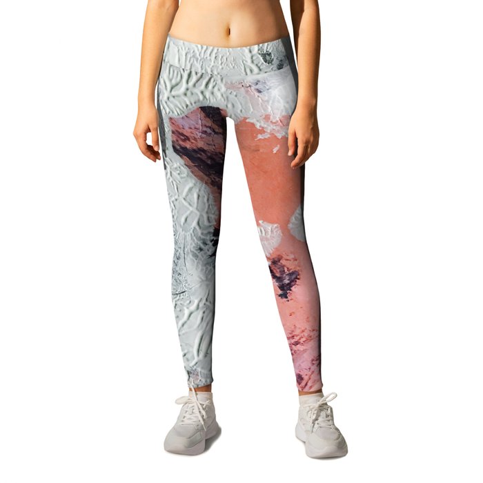 Taboo [2]: a vibrant, abstract, mixed-media piece in purple, orange, and light blue Leggings