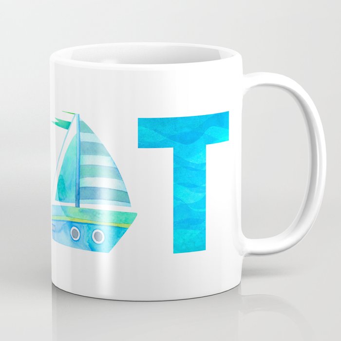 Boat Blue Aqua  Coffee Mug