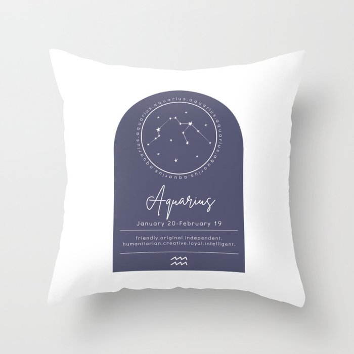 Aquarius Zodiac | Denim Arch Throw Pillow