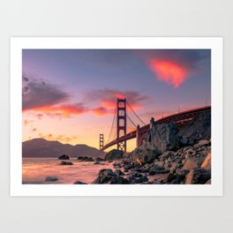 Sunset over the San Francisco Bridge (Color) Art Print