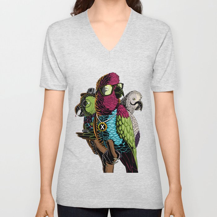Hipster Birds V Neck T Shirt