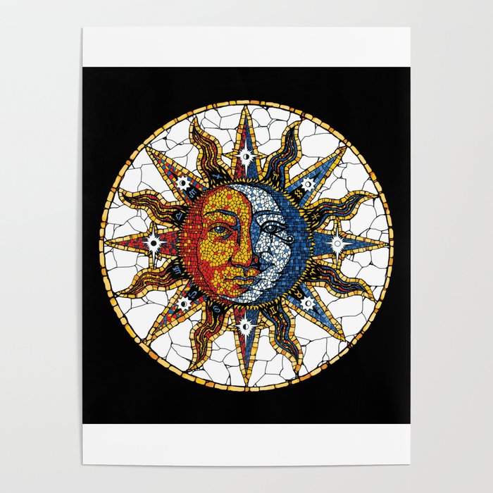 Celestial Mosaic Sun and Moon COASTER Poster