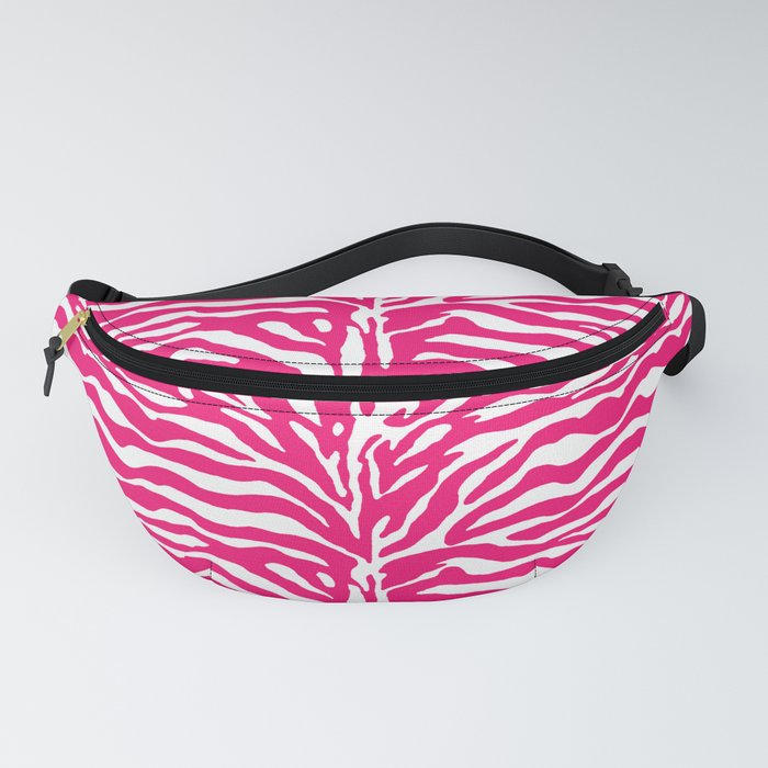 Wild Animal Print Zebra in Fuchsia Pink and White Fanny Pack