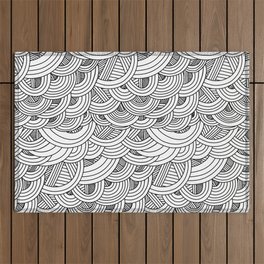 Enchanted Mermaid | Black and White Scales Pattern Outdoor Rug