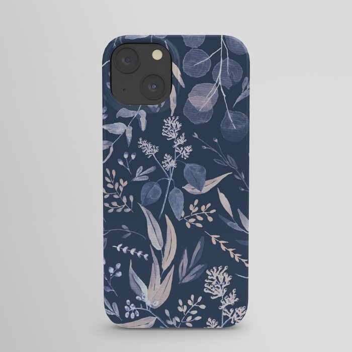 Eucalyptus Pattern - Blue inverted iPhone Case