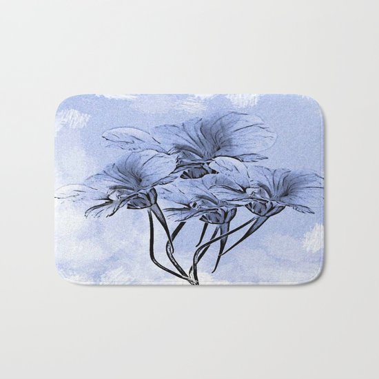 Painterly Blue Floral Bath Mat