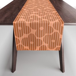 Abstract Floral Patterns 2 in Terracotta Brown Shades Table Runner